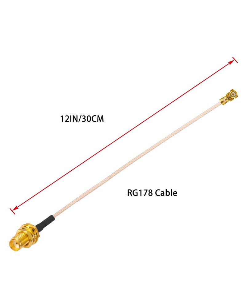 POBADY 2PCS U.F.L1 to SMA Female Low Loss Coaxial Cable 12" /30CM U.F.L1 RG178 RF Coaxial Pigtail Cable for Wireless Routers Mini PCIE Network Cards PCI Wi-Fi WAN Repeater - Image 2